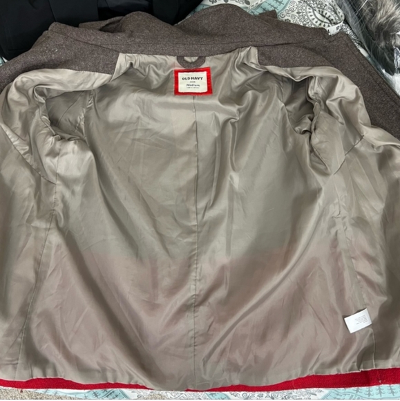 Old Navy Wool Blend Colorblock PeaCoat in Brown & Red Women's Size Medium - Picture 7 of 12